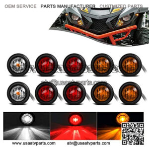 Universal UTV ATV Led Turn Signal Lights Kit Street Legal, 8Pcs Front Rear 3/4" Led Lights & 2Pcs 3/4" Clear White Led Lights interior turn signal indicators / overhead map lights