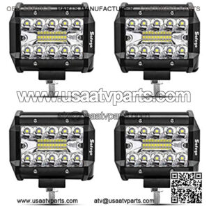 LED Pods Light Bar 4Pcs 4inch 60W 6000Lm Spot Beam Driving Lights Fog Off Road Lights Triple Row Waterproof LED Work Lights for Trunk ATV UTV SUV Boat