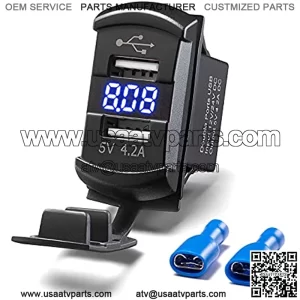 Dual USB Rocker Switch Blue Led Digital Voltmeter Input 12-24V Output 5V/4.2A for Fast Charging Electronic DevicesUniversal for All 12V-24V Cars,30% coupon applied at checkout,with coupon