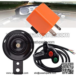 7/8" Horn Turn Signal On/Off Light Switch + Flasher Relay + Horn for Motorcycle ATV Offroad Compatible with Honda Yamaha Suzuki Kawasaki