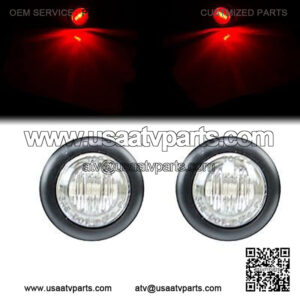 2Pc Clear Lense Red Light Round Side Marker Turn Signal Led Light Kit Atv Utv Q1 for Arctic Cat Prowler HDX 700