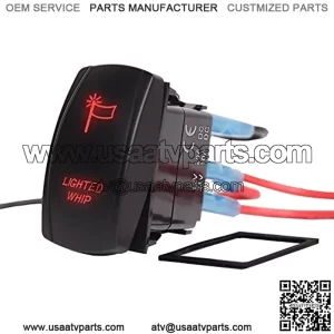 5-Pin Lighted Whip Rocker Switches Toggle Button Compatible with Polaris Ranger RZR Commander 800 Maverick X3 Spyder F150 Truck Jeep Rocker Switch, Amber LED Backlit