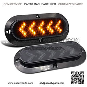 (Pack of 2) 6 Inch Arrow Smoked Lens Amber LED Sealed Oval Side Marker Indicator Turn Signal Lights Waterproof Surface Mount for Boat Trailer RV Pickup Truck Container Lorry ATV 12v DC 25LED