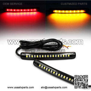 2x Universal Flexible LED Turn Signal Tail Brake License Plate Light Integrated for Motorcycle Bike ATV Car RV SUV, Brake/Running Tail Light(2Pack) (Amber Red)