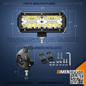 18022C-B 6.5Inch 2PCS 6.5 Inch 120W Spot & Flood Combo Bar Driving Waterproof Led Work Light Triple Rows Off-Road Truck Car ATV SUV Jeep Cabin Boat