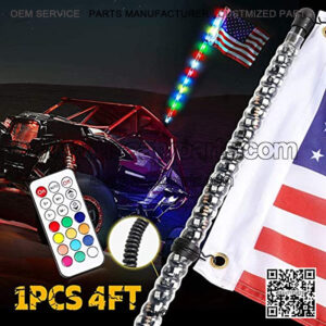 4ft LED Whip Lights with RF Remote Control RGB Chasing light Offroad Spiral Dancing Lighted Whips Antenna LED Whips for ATV UTV Vehicle Off Road Truck Dune