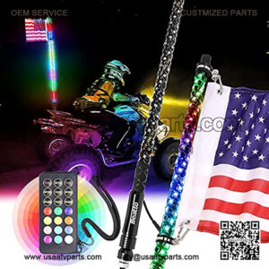 Beatto 5FT(1.5M) RF Remote Control RGB LED Whips Light with Dacning/Chasing Light LED Antenna Light for Off- Road Vehicle ATV UTV Jeep Trucks Dunes. (5FT-1PC)