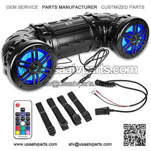 BPS8RGB 600 Watt Bluetooth Enabled Dual 8-inch ATV/UTV/Powersports Sound System with LED Lights and Remote