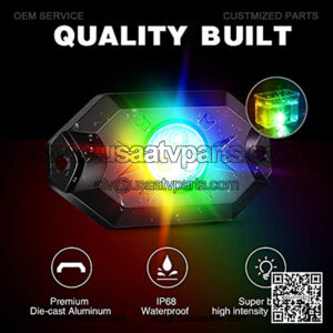 RGB LED Rock Lights Kit, 4 pods Underglow Multicolor Neon Light Pod with Bluetooth App Control Flashing Music Mode Wheel Well Light for Truck ATV UTV SUV