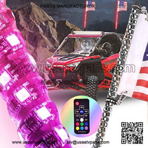 2PC 4FT Remote Control 360 Spiral LED Whip Lights w/Flag [21 Modes] [20 Colors] [Weatherproof] Lighted Antenna Whips Accessories for UTV,ATV,Truck, RZR, Can-am