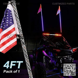 1PCS 4ft LED Whip Lights Spiral Lighted Whips with Remote Control RGB Chasing/ Dancing Light LED Antenna Whips for ATV UTV Buggy Dune 4X4 SXS