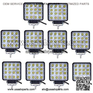 Led Light Bar,Lumitek 10PCS 4inch 48W Led Work Light Square led Lights Off-Road Lights Bar IP 67 Waterproof Flood Lights for Trucks,Off-Road Vehicle, ATV, SUV, UTV, 4WD, Boat
