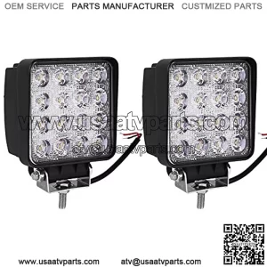 LED Light Bar 2Pcs 4inch 48W Square LED Pod Light Flood Light Off Road Light Led Fog Light Truck Light Driving Light Boat Light Pickup SUV ATV UTV Waterproof, 2 Year Warranty