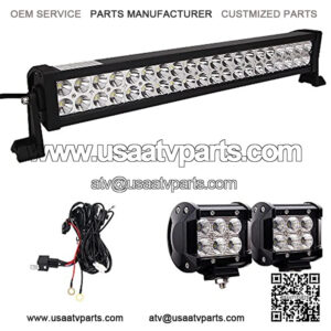 LED Light Bar, Light 22 Inch 120W Waterproof Spot Flood Combo LED Light Bar with 2PCS 18W CREE Flood LED Work Lights and 12V 40A Wiring Harness for Off Road, Truck, Car, ATV, SUV, Jeep