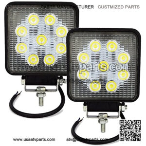 2PCS 4 in Suqare Spot LED Work Light Bar 27W for Off- Road Van Jeep SUV Truck Car ATV 4WD 4x4 RV UTE Tractor Vehicle Boat Driving Work Lights Fog Lamp