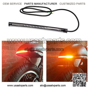 LED Motorcycle Tail Light with Turn Signals, 48LED 8 Flexible Brake Stop License Plate Lights Integrated for Harley Davidson Motorcycle/Bike/ATV/RV/SUV(1xAmber Red)