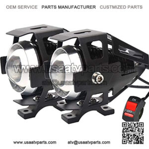 U5 Motorcycle Headlight, Waterproof CREE LED Motorcycle Lights Bulb Fog Headlights LED Driving Light for Bicycle Motorcycle Boat Truck ATV Headlight Travel Camp (Black 3 Modes, 2PCS)