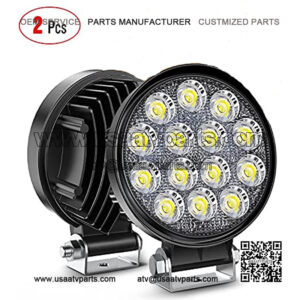 LED Pods 2Pcs 4.5Inch 42W 4200LM Round Flood Light Off Road Lights Fog Lights Driving Roof LED Light Bar Work Light for ATV UTV SUV Truck Boat (15017C-B)