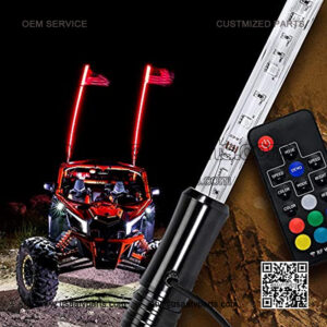 6ft LED Whip Light for UTV ATV [21 Modes] [20 Colors] [RF Wireless Remote] [Weatherproof] [USA Flag] LED Lighted Whip Antenna for RZR Can-Am Polaris UTV ATV Accessories