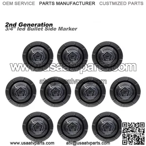 10 Pcs LedVillage 2nd Generation 3/4 Inch Mount Smoked Lens Amber Light LED Clearance Bullet Marker lights, Side Led Marker for Truck Boat SUV ATV Bike Trailer Marine