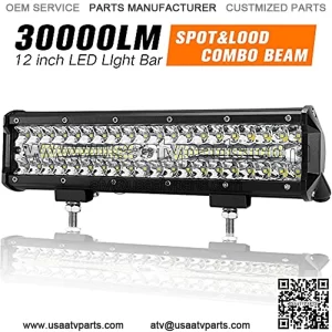 12 Inch LED Light Bar Spot Flood Combo Beam Liteway 30000 LM Triple Row Light Bar Off Road Driving Led Work Lights for UTV ATV Jeep Truck Boat Waterproof