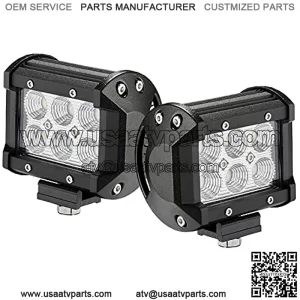 Glaretek LED Light Bar 2PCS 18W Flood Work Lights 12 Volt Led Lights Off Road Fog Backup Light for Trucks 4WD SUV Boat ATV