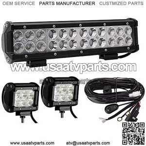 12" 72W Led Light Bar Flood Spot Combo Off-road Light Bar,2PCS 18W Flood Led Pods Lights with 12V 40A On Off Power Switch Relay Wiring Harness for Truck,Car,ATV,SUV