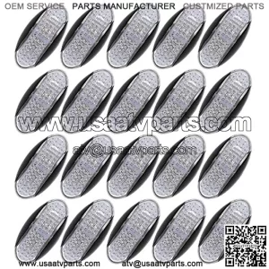 (Pack of 20) 2.3 Inch Clear Lens Green 4 LED Surface Mount Oval Side Fender Indicator Light Universal for ATV Truck Lorry Trailer Pickup Bus Camper RV Flatbed Tow 12V 24V DC Clearance Lamp NG