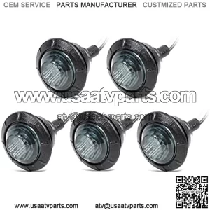 (Pack of 5) 3/4 Inch Small round Smoked Lens White LED Flush Mount Indicator Light Sealed Miniature Side Marker Clearance Lamp grommets Truck Boat Lorry ATV Trailer Pickup 12V DC Waterproof