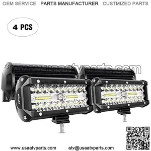 4PCS 6.5 Inch 120W Triple Rows LED Light Bar Spot & Flood Combo Driving Light Waterproof Led Work Light Off-road Truck Car ATV SUV Cabin Boat