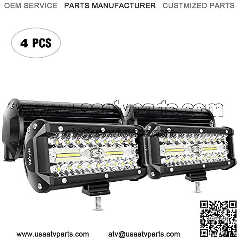 4PCS 6.5 Inch 120W Triple Rows LED Light Bar Spot & Flood Combo Driving Light Waterproof Led Work Light Off-road Truck Car ATV SUV Cabin Boat