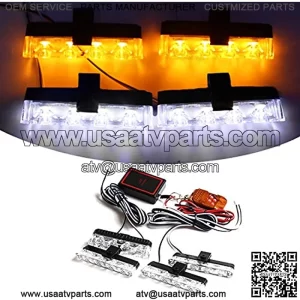 Car 16 LED Flashing Grille Light Police Strobe Dash Emergency Warning Lamp for Trucks, Ambulances (Yellow(Amber) & White)