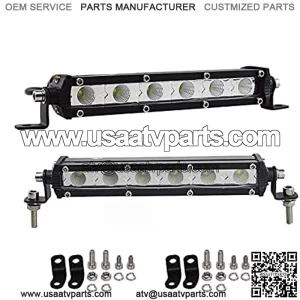 2 X 7 inch 30W Ultra Thin Slim Mini Flood LED Light Bar Low Profile On Grill Front Back Bumper Backup Light for Polaris RZR SxS Truck RV Tacoma Trailer