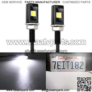 Super Bright License Plate Light, 12V License Tag Screw Bolt Accessories, Waterproof Black Aluminium Light Holder, Legal for Car Motorcycle Truck RV ATV Bike, White(2PCS)