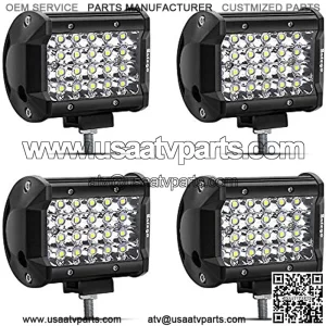 LED Pods Light Bar 4Pcs 4inch 72W 7200Lm Spot Beam Driving Fog Off Road Lights Quad Row Waterproof LED Work Lights Compatible with Trunk ATV UTV SUV Boat