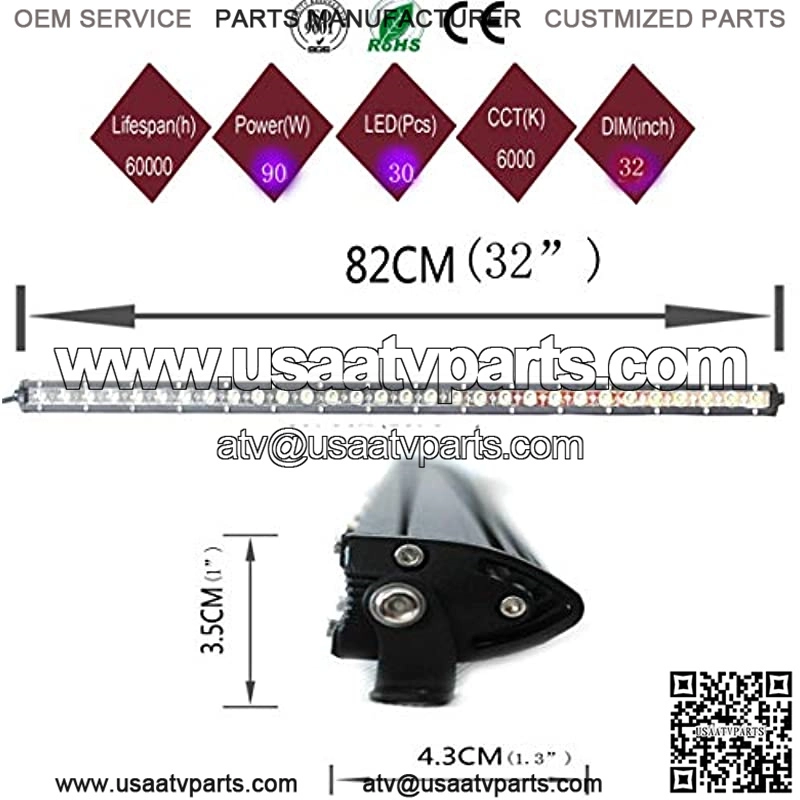 32 Inch 90w Led Light Bar Led Work Light Thin Slim Mini Spot Flood Combo Beam On Grill Front Back Bumper Backup Led Driving Lights Fog Lights Offroad Lights SUV ATV Truck Boat Lighting - Image 2