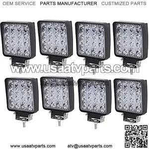 8PCS 48W Led Work Lights 4inch Square Off-road Lights Flood Led Light Pods Waterproof Driving Fog Lights For Trucks,Off road Vehicle, ATV, SUV, UTV, 4WD, Jeep, Boat