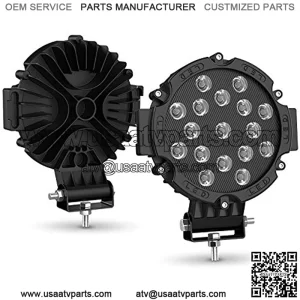 DWVO 51W Round Spot Lights 2PCS 7" Black Led Offroad Light Pods Bar Fog Driving Roof Lights Bumper for SUV, Truck, ATV, SUV