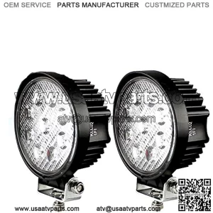 LED Pods Spot Flood Light 4" 27W Round Work Light 6000K for Tractor Bulldozer UTV Golf Cart Boat Off Road Truck Jeep SUV ATV - Voltage Automotive (2x Spot Lights)