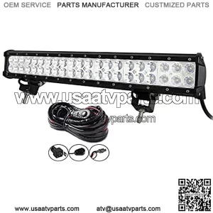 20 inch 126W Spot Flood Combo LED Work Light Bar with Wiring Harness Kit for Truck Car ATV SUV 4X4 4WD Jeep Truck Driving Lamp
