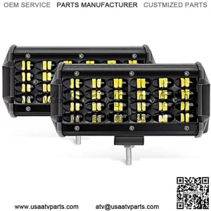 18027C-A 2PCS 6.5Inch Bar 2 Pack 7 Inch 72w 7200lm Quad Row LED Off-Road Pods Spot Beam Fog Driving Work Light for Truck 4x4 ATV SUV Boat Jeep Tractor