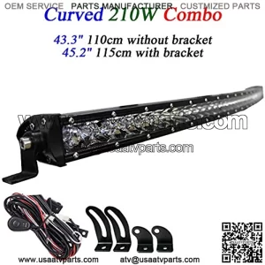 210W Combo 43 inch 45" 3D Mini Curved Led Light Bar with Cree 5W Led Driving Working Offroad Light SUV ATV Car 4WD UTV Truck Pickup 4x4 Vehicle 12V 24V Bulb Wire Harness