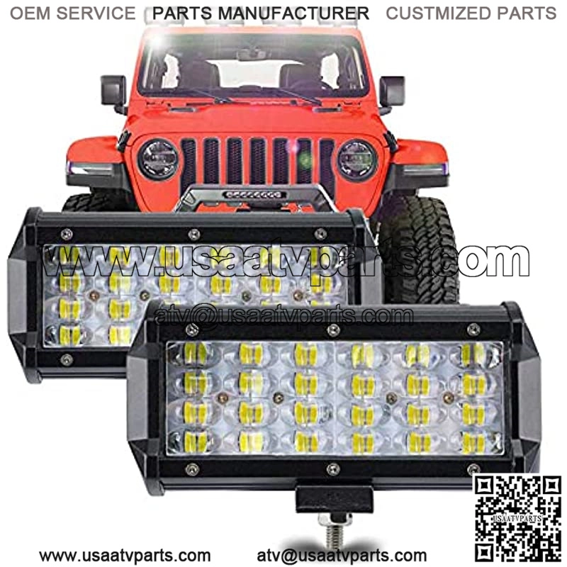 7 inch LED Light Bar, 6000K 60W 12000LM LED Driving light Off Road Lights 4 Rows 8D Lens Spot LED Pod Work Lights Waterproof for Trucks Pickup ATV UTV SUV Boat (2 Pack)