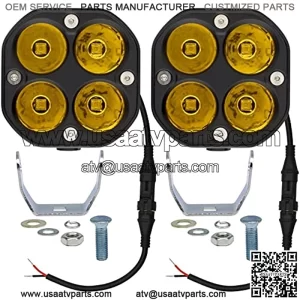 LED Yellow/Amber Driving Fog Lights Pod Lights Offroad Driving Lights Work Auxiliary Lights Bumper Lights 2Pcs 3Inch 40W Waterproof Fit for Car Truck ATV UTV Motorcycle Golf Pick-up