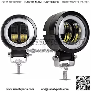 2PCS 3 Inch 40W Fog Light White 6000K 10-80V DC 8000LM Waterproof Round LED Angel Eye Light Strip Off-Road Vehicle Marine Work Light Motorcycle Light Jeep ATV UTV SUV Boat Marine 4X4