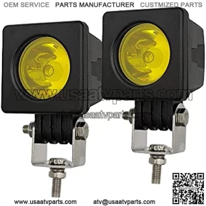 LED Yellow Spot Light Motorcycle Driving Fog Lights 2Pcs 2Inch Square Waterproof LED Pod Lights Work Auxiliary Lights Offroad Driving Lights Fit for Motorcycle Auto Truck UTV SUV Tractor Forklift