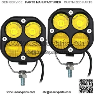 LED Combo Yellow Ditch Lights Pod Lights Driving Fog Lights 2Pcs 3Inch 40W Waterproof Offroad Driving Lights Work Auxiliary Lights Fit for Auto Car Truck ATV UTV Boat Golf Motorcycle