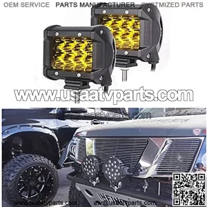 2PCS 4" LED Work Light Bar 72W 3000K Yellow Fog Light 8000LM 10-30V DC Waterproof Car Light Motorcycle Lights Off-Road Lights Modified Lights