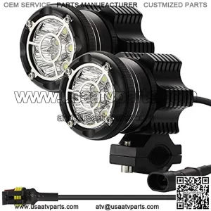 LED Motorcycle Driving Lights Round 2.5Inch LED Pod 90W 6000K CREE Chip 9000lm Off Road Light Spot Flash Combo Auxiliary Light Bar Work Light for ATV SUV Truck Boat Tractor