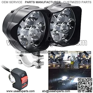 Motorcycle Driving Lights DC9-85V 3000LM Super Bright 18SMD Chips Sport Lights Waterproof for Cars ATV Bike Yamaha UTV Truck Boat,1-Pack (20W-18LEDs)
